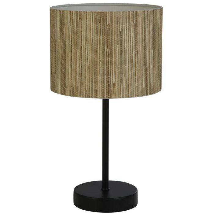 Searchlight Meadow EU49712BK tafellamp met zwarte lampvoet en ronde kap van gras