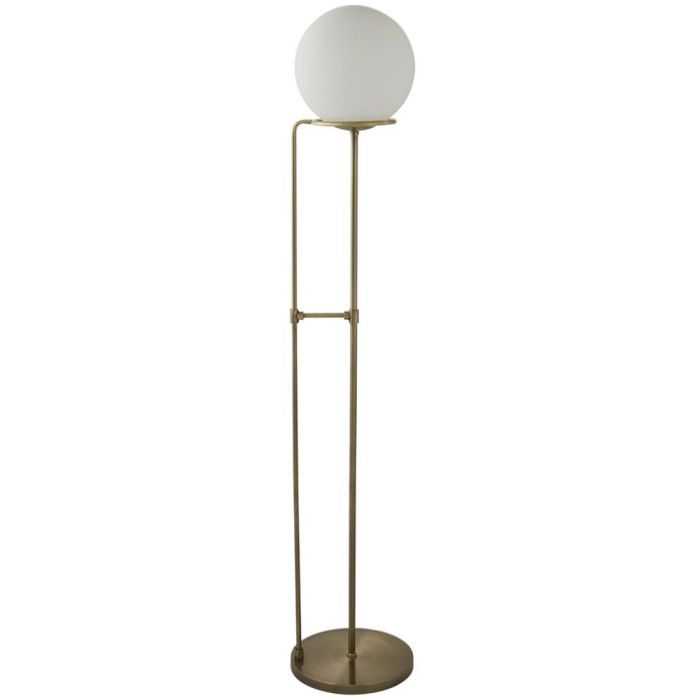 Searchlight Sphere antiek bronzen vloerlamp met opaal glazen bol