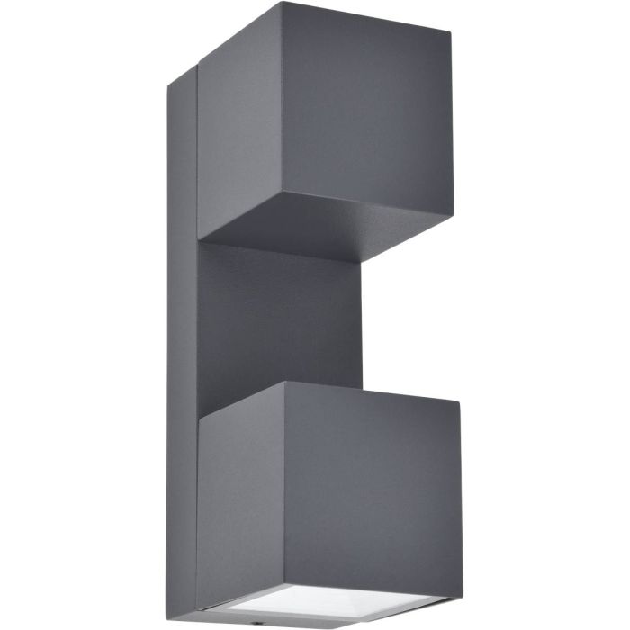 Lutec Fari antraciet grijze wandlamp voor buiten van 19,3 cm hoog met twee draaibare LED blokken