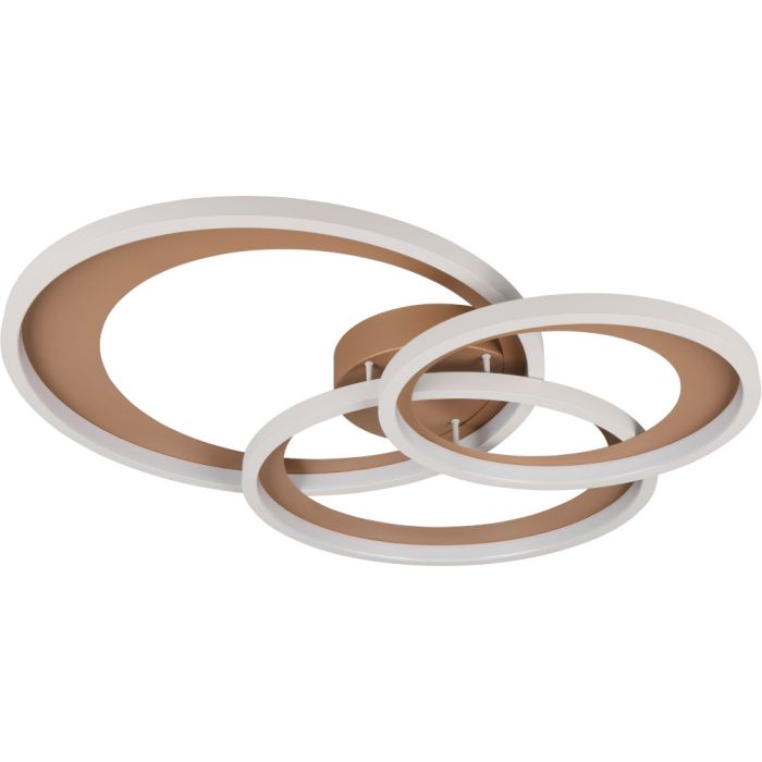 Trio Granada 673810365 grote warmgrijs met koffiebruine plafondlamp van drie in elkaar gedraaide cirkels