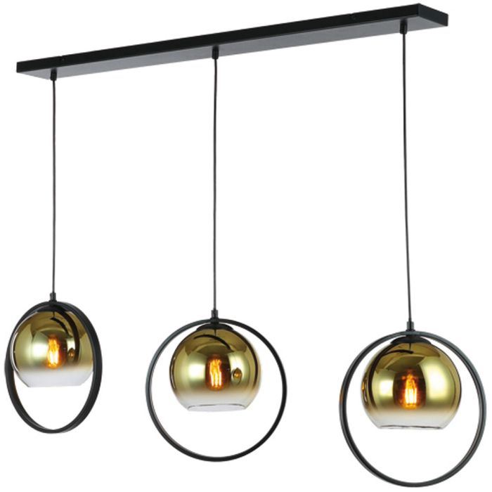 Freelight Aureol H2233GD zwarte hanglamp met goud glas