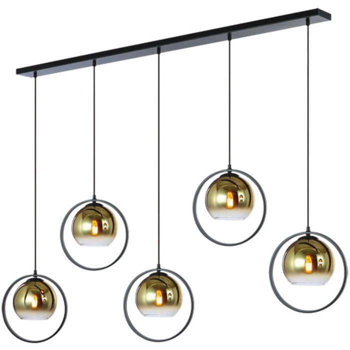 Freelight Aureol H2235GD zwarte hanglamp met goud glas