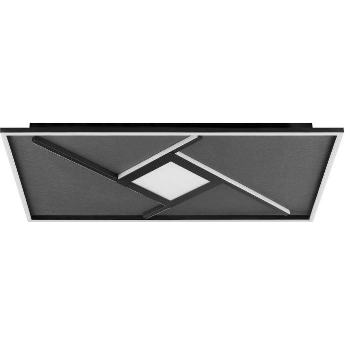 Brilliant Hardy zwarte plafonnière met een lengte van 71 cm  bestaande uit een rechthoekige plafondplaat met rechthoekig frame en gekruiste balken met geïntegreerde LED