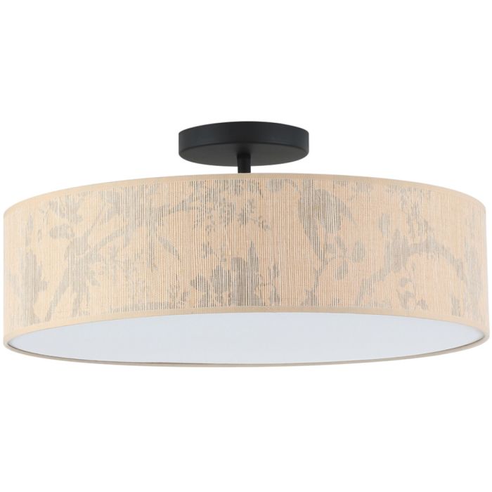 Searchlight Isla 47810NA plafonniere met zwarte plafondkap en ronde kap van gerecycled paper