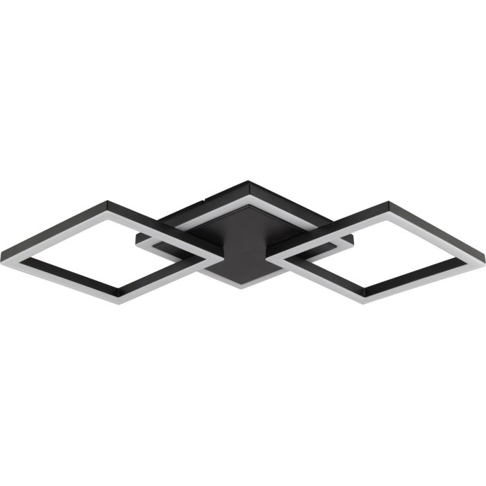 Brilliant Jorvic zwarte plafondlamp met een lengte van 61,5 cm vierkante elkaar overlappende frames met geïntegreerde LED