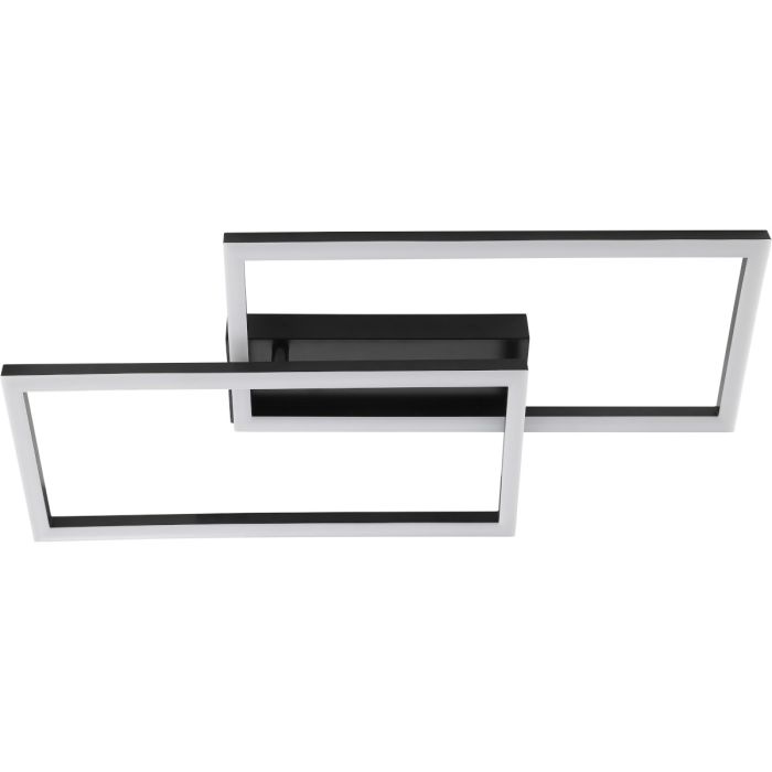 Brilliant Jorvic zwarte plafondlamp met een lengte van 60 cm van twee rechthoekige elkaar overlappende frames met geïntegreerde LED