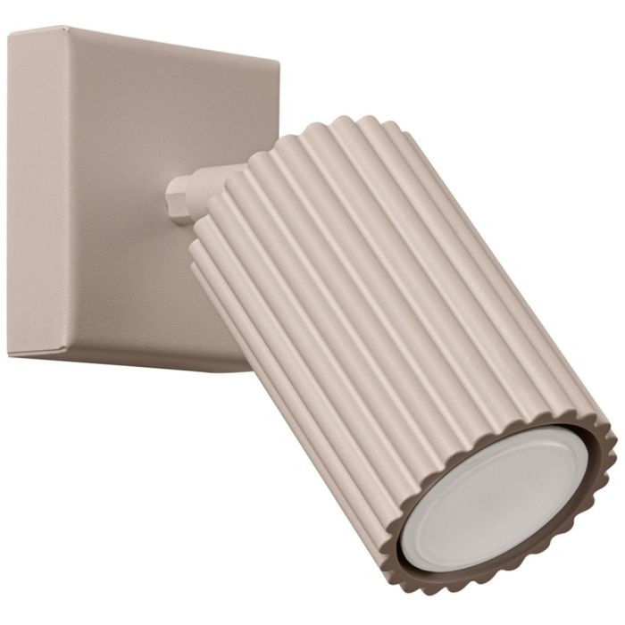 Sollux Karbon taupe kleurige spot van 16 cm diep met geribbelde spot met GU10 lamp