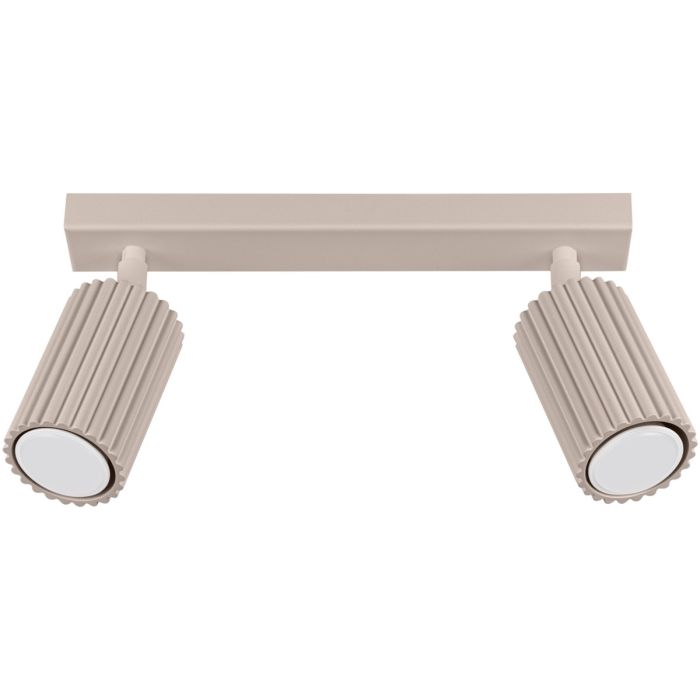 Sollux Karbon taupe kleurige plafondspot van 30 cm met twee geribbelde buisvormige spotjes met GU10 lamp