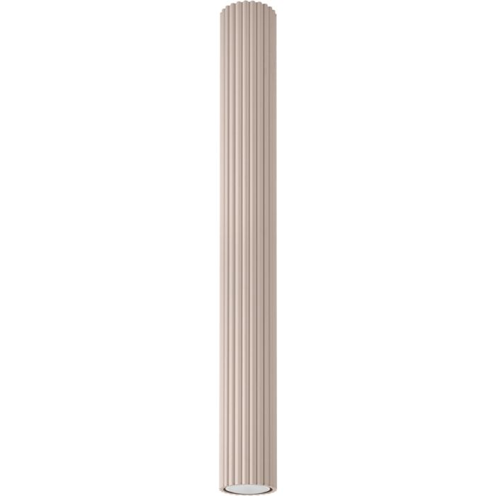 Sollux Karbon taupe kleurige geribbelde cilindervormige plafondlamp van 60 cm hoog met een GU10 lampje