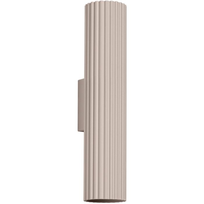 Sollux Karbon taupe kleurige up down geribbelde buisvormige wandlamp van 30 cm hoog voor twee GU10 lampen