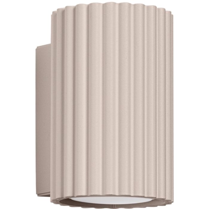 Sollux Karbon taupe kleurige geribbeld buisvormige wandlamp van 10 cm hoog met een GU10 lamp