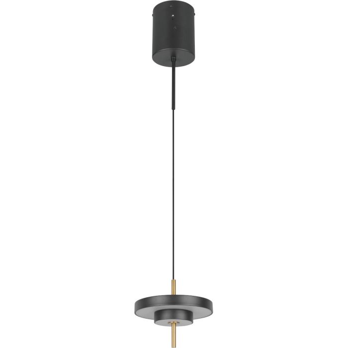 Trio Keaton zwarte hanglamp met dubbele schijf vormige kap van 20 cm in diameter met geïntegreerde led