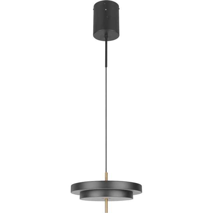 Trio Keaton zwarte hanglamp met dubbele schijf vormige kap van 40 cm in diameter met geïntegreerde led