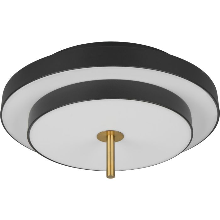 Trio Keaton zwarte plafonniere van 40cm in diameter met een dubbele schijf met geintegreerde LED