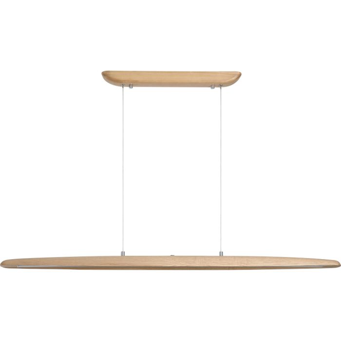 Searchlight Kenzie 31501NA slanke langwerpige houten hanglamp met LED balk en touch 3-stappen dimmer