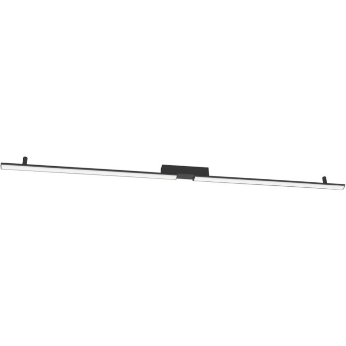 zwarte langwerpige plafondlamp Lagom van 181 cm lang met kort in het midden onderbroken LED unit over de gehele lengte