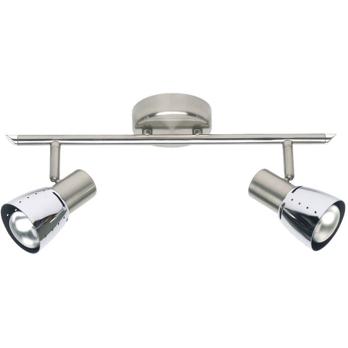 Brilliant Lava 39513/77 staalkleurige plafondspot met twee spotjes met chromen kapjes