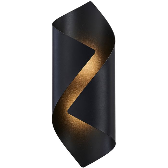 Freelight Letto zwarte wandlamp van 30,5cm hoog van rond gevouwen metalen plaat met geintegreerde LED