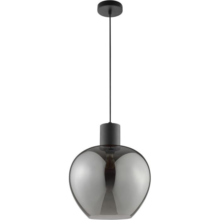 Brilliant Ligari zwarte hanglamp met bolvormige rookglazen kap van 35 cm in diameter