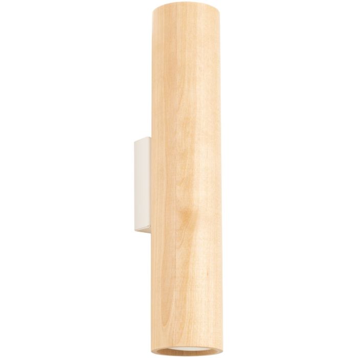 Sollux Lino houten cilindervormige up down wandlamp van 30 cm hoog en 6 cm in diameter