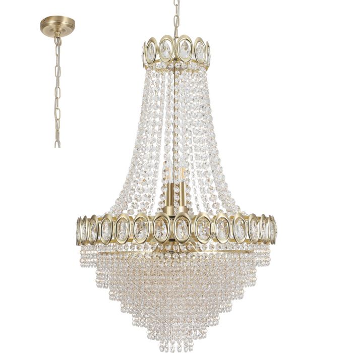 Searchlight Louis Phillipe 1711-11SB goudkleurige zakkroonluchter van kristal met een diameter van 54cm