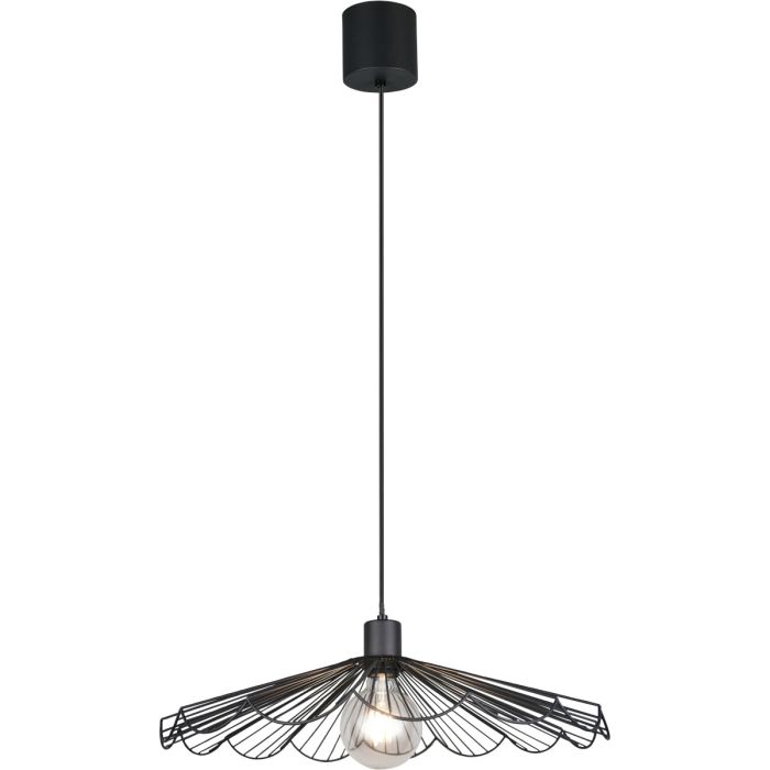 Casalum Margarita zwarte hanglamp van 50cm in diameter met schaalvormige open kap van metaaldraad
