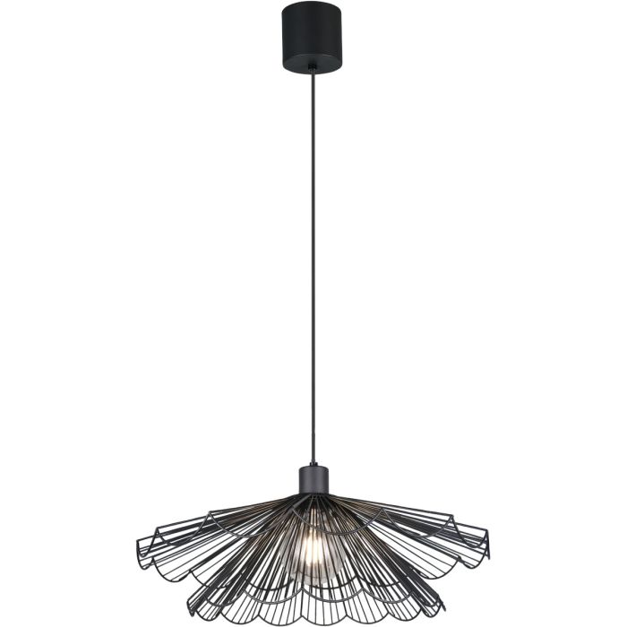 Casalum Margarita zwarte hanglamp met dubbele schaalvormige open kap van metaaldraad van 50cm en 30 cm in diameter