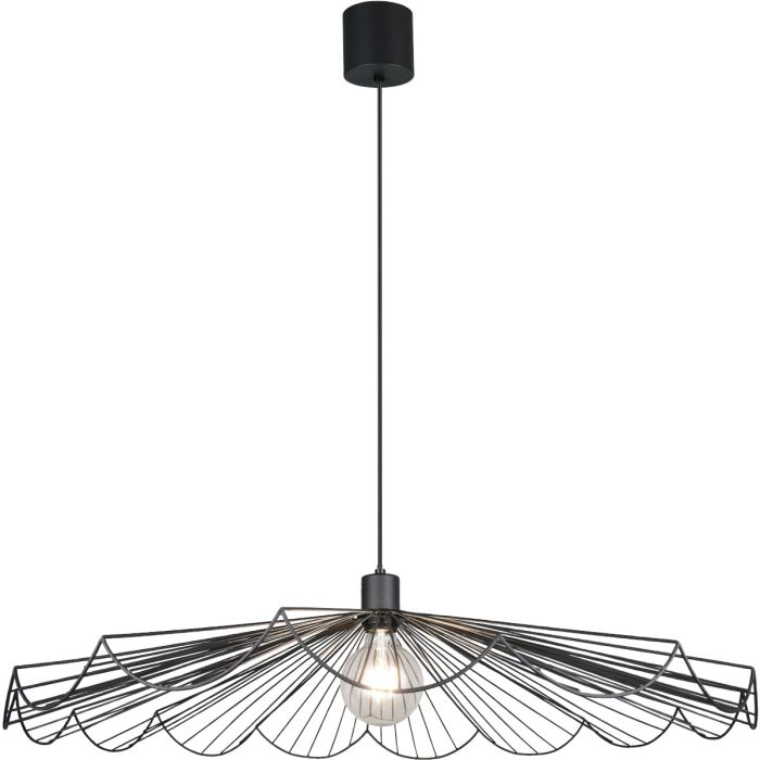 Casalum Margarita zwarte hanglamp met schaalvormige open kap van metaaldraad van 80cm in diameter