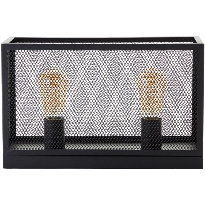 Brilliant Maze 99523/86 fijnmazig zwart metalen tafellamp met twee fittingen en twee goudkleurige edison lampen