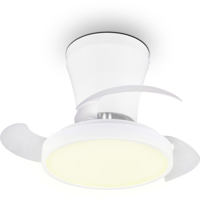 Reality Moss witte plafondventilator van 41 cm in diameter met uitgeklapte wieken en witte LED unit in het midden