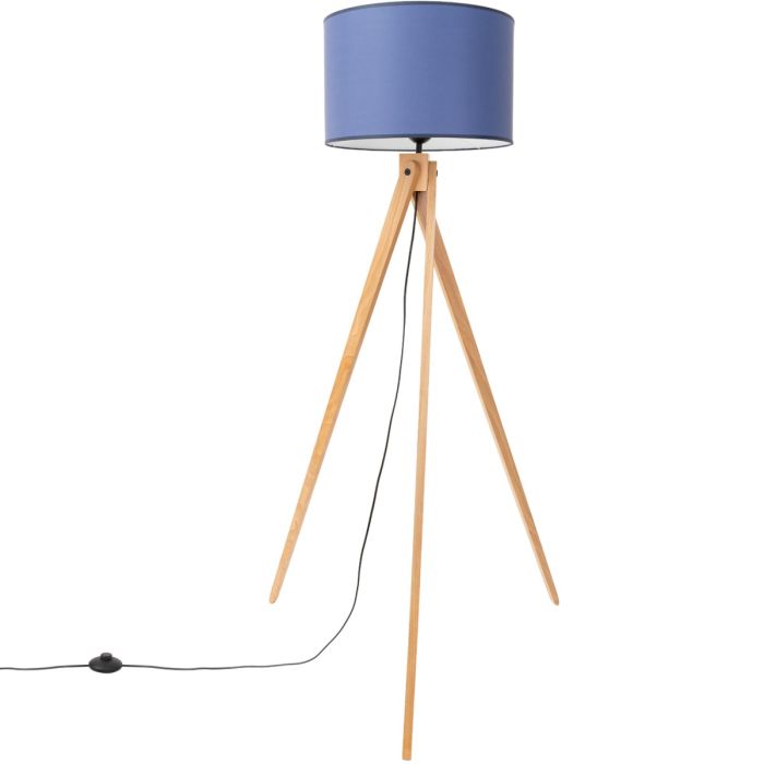Sollux Natt houten tripod van 140 cm hoog met een marine blauwe kap van textiel met een diameter van 40 cm