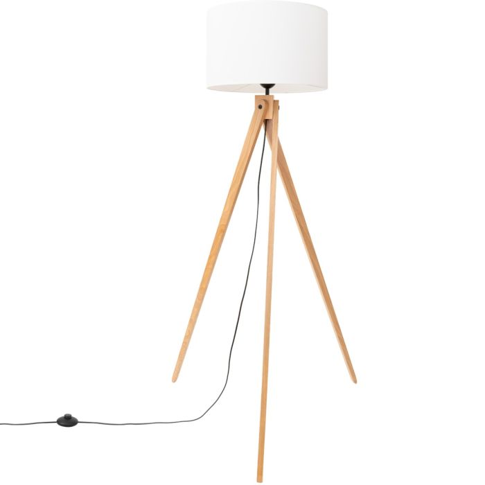 Sollux Natt houten tripod van 140 cm hoog met een witte kap van textiel met een diameter van 40 cm