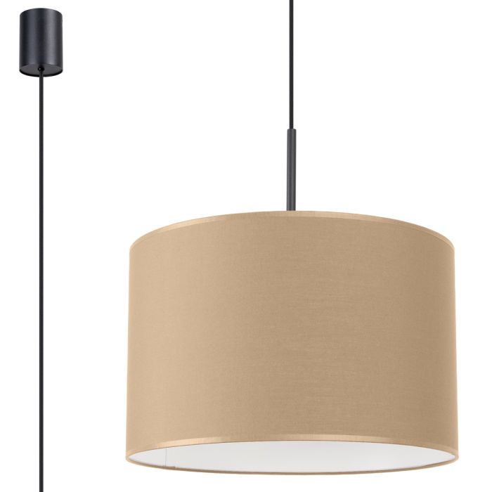 Sollux Nevia taupe kleurige hanglamp van textiel met een diameter van 40cm