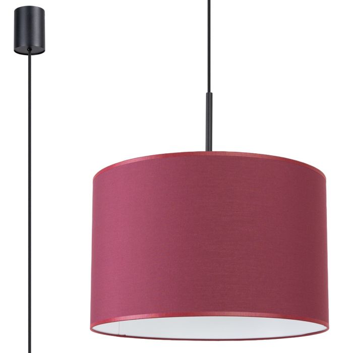 Sollux Nevia burgundy kleurige hanglamp van textiel met een diameter van 40cm