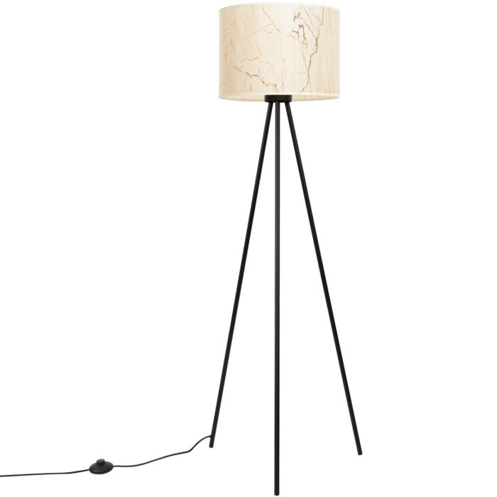 Sollux Nevia zwarte tripod van 135cm hoog met een marmerkleurige kap van kunststof met een diameter van 40cm