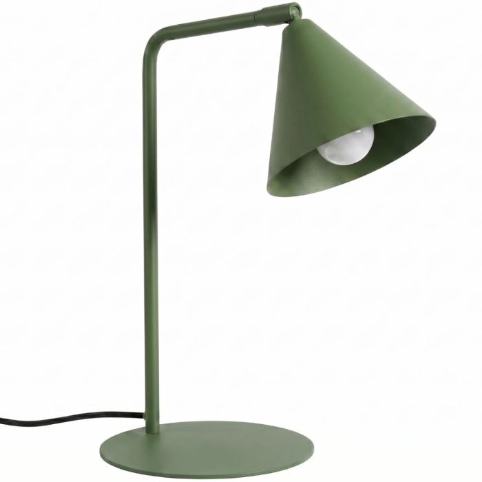 olijfgroen metalen tafellamp van 35 cm hoog met een draaibaar en kantelbaar metalen kegelvormig kapje
