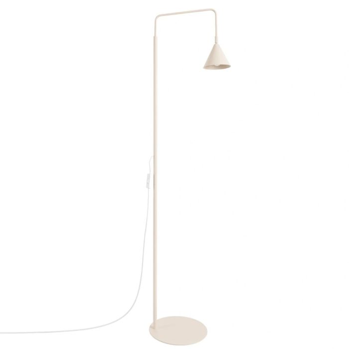 beige metalen leeslamp van 165 cm hoog met een draaibaar en kantelbaar metalen kegelvormig kapje