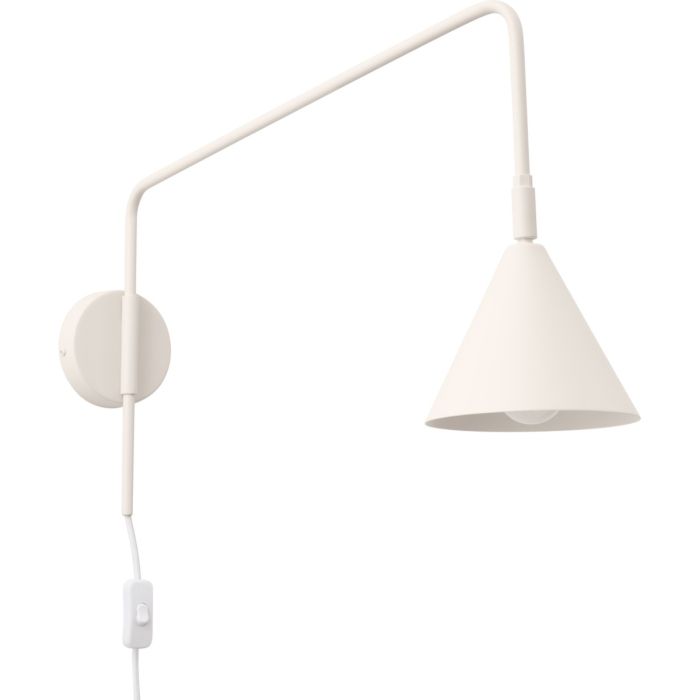 Sollux Nox beige wandlamp met een uitval van 61 cm met een kantelbare spot met E14 fitting en snoer van 185 cm met schakelaar en stekker