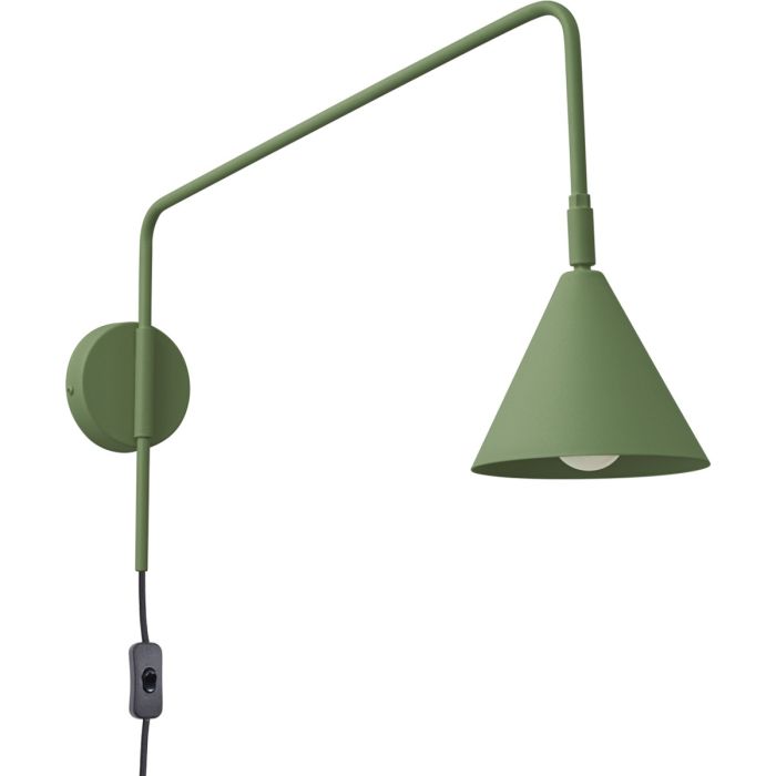 Sollux Nox groene wandlamp met een uitval van 61 cm met een kantelbare spot met E14 fitting en snoer van 185 cm met schakelaar en stekker