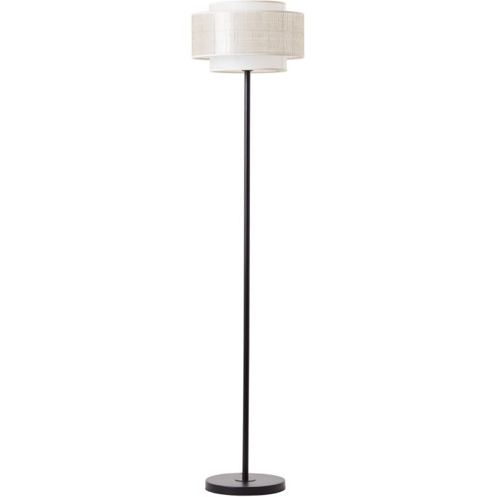 Brilliant Odar 93134/09 mat zwarte vloerlamp met bamboe kap