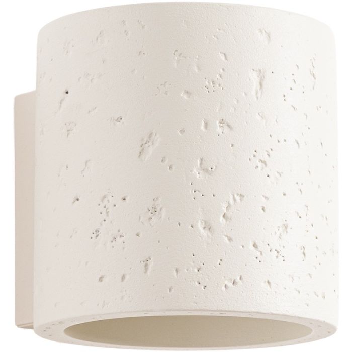 Sollux Orbis beige betonnen cilindervormige wandlamp van 10cm hoog met up en down licht