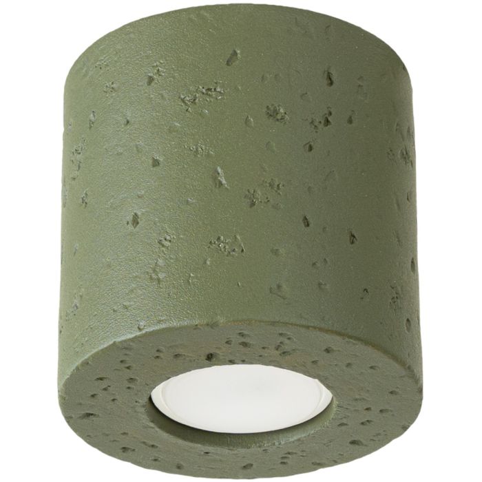Sollux Orbis olijf groene betonnen plafondlamp van 10 cm in diameter en hoogte met een GU10 lampje