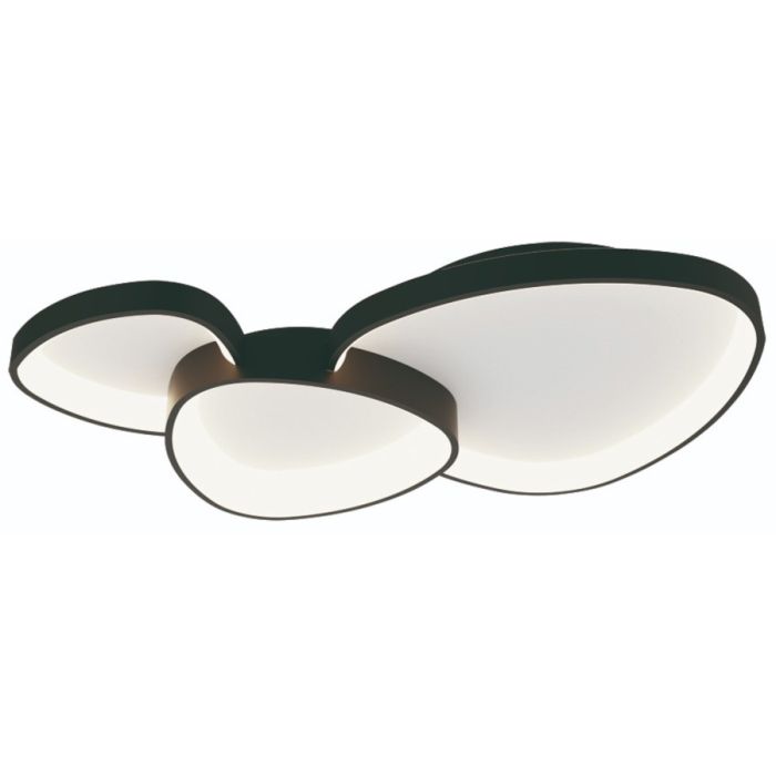 Freelight Organico zwarte plafonnière van drie driehoekige gevormde delen met ronde hoeken