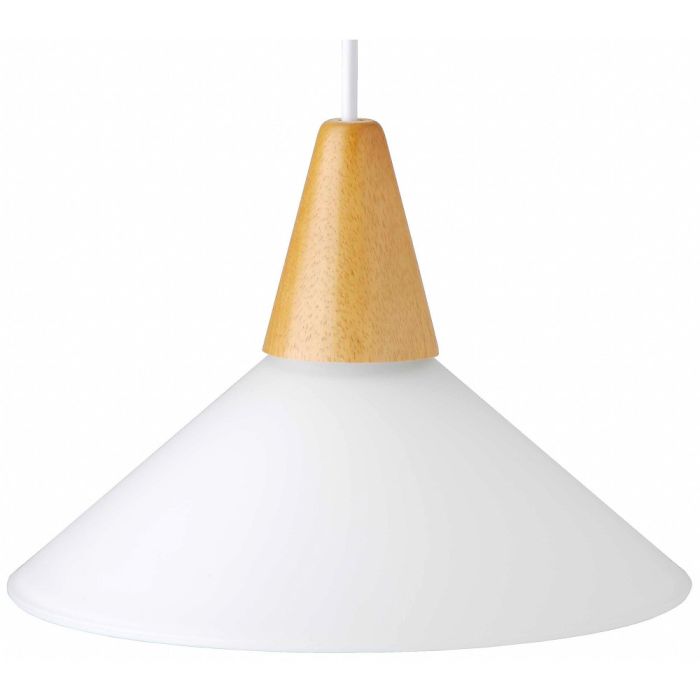 Brilliant Pastell 74270/05 hanglamp met wit piramidevormig glazen kap met houten houder