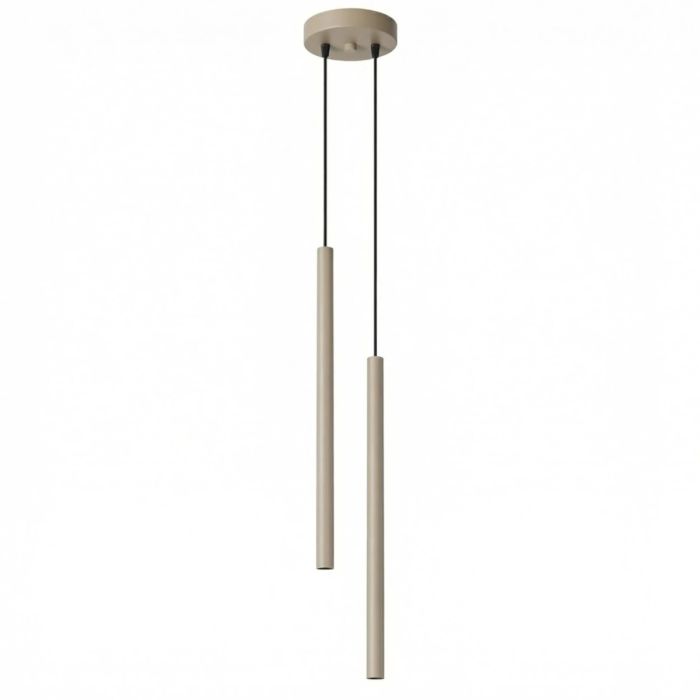 taupe kleurige hanglamp met twee pendels met buisvormige kap van 500 * 25 mm