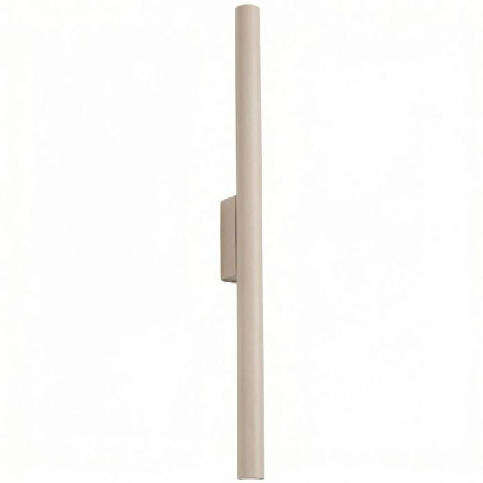 taupe kleurige up en down wandlamp van 2,5 cm in diameter en 50 cm hoog met G9 lampje voor naar boven en een voor naar beneden