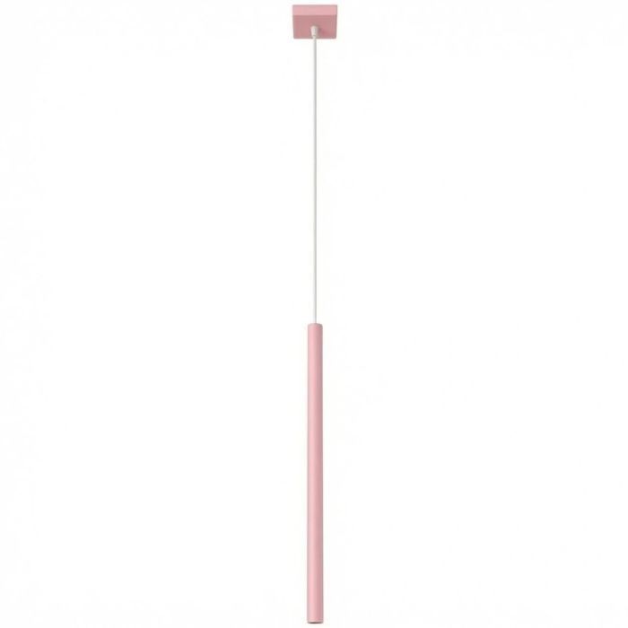 roze hanglamp met buisvormige kap met een diameter van 25 mm en een hoogte van 50 cm