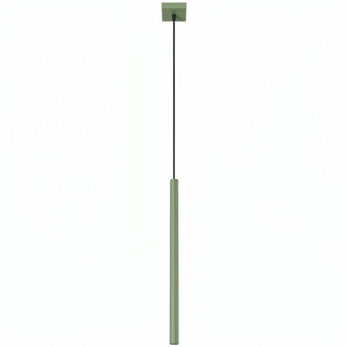 saliegroene hanglamp met buisvormige kap van 25 mm in diameter en 50 cm in hoogte