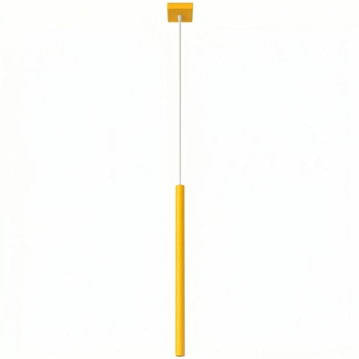 geel buisvormige hanglamp met kap met een diameter van 25 mm en een hoogte van 50 cm