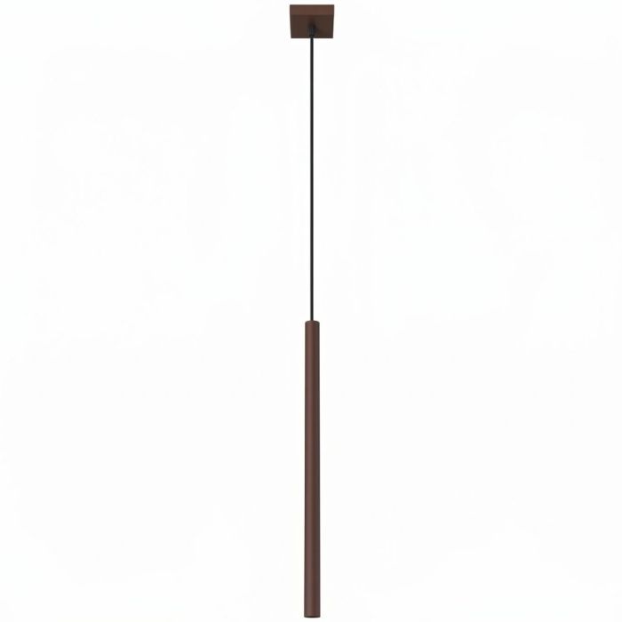 bruin buisvormige hanglamp met een kap met een diameter van 25 mm en een hoogte van 50 cm